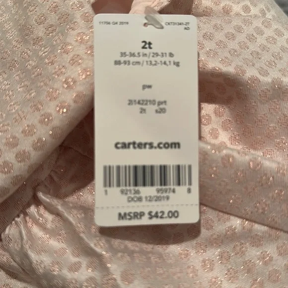 SOLD. SOLD.  Carters Pink Special Occasion Dress NWT - Picture 4 of 5